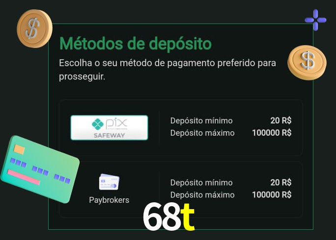 O cassino 68t oferece uma grande variedade de métodos de pagamento